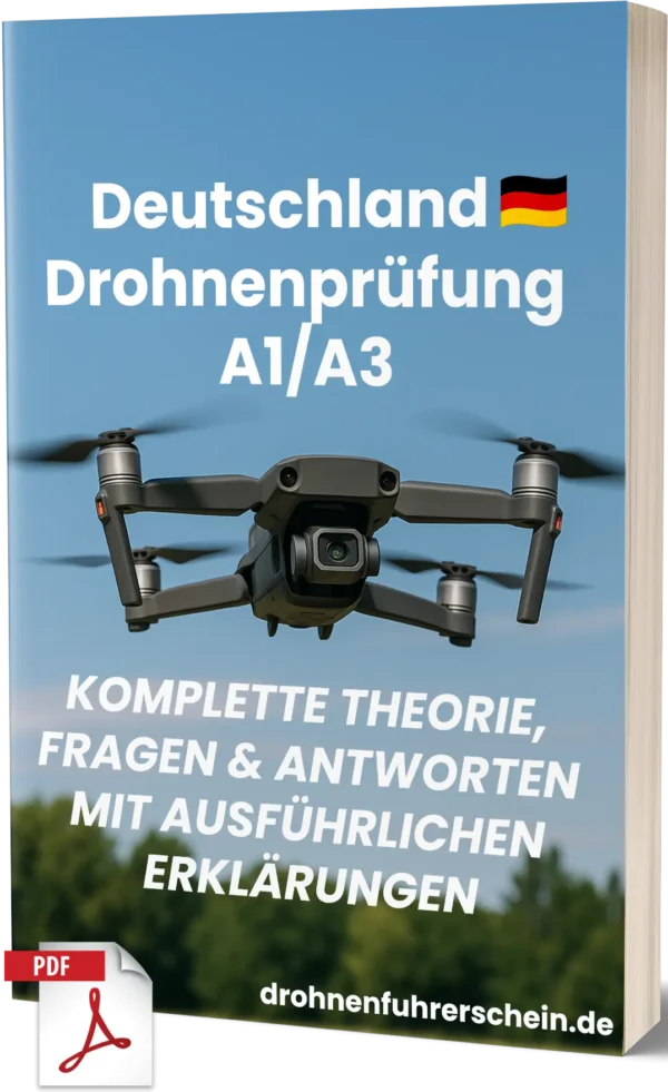 Deutschland A1/A3-Drohnenprüfung – Komplette Theorie, 500+ prüfungsnahe Fragen & Antworten mit ausführlichen Erklärungen