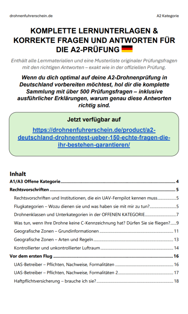 A2 Deutschland Drohnenprüfung – Über 500 echte Fragen, die Ihr Bestehen garantieren – Bild 2