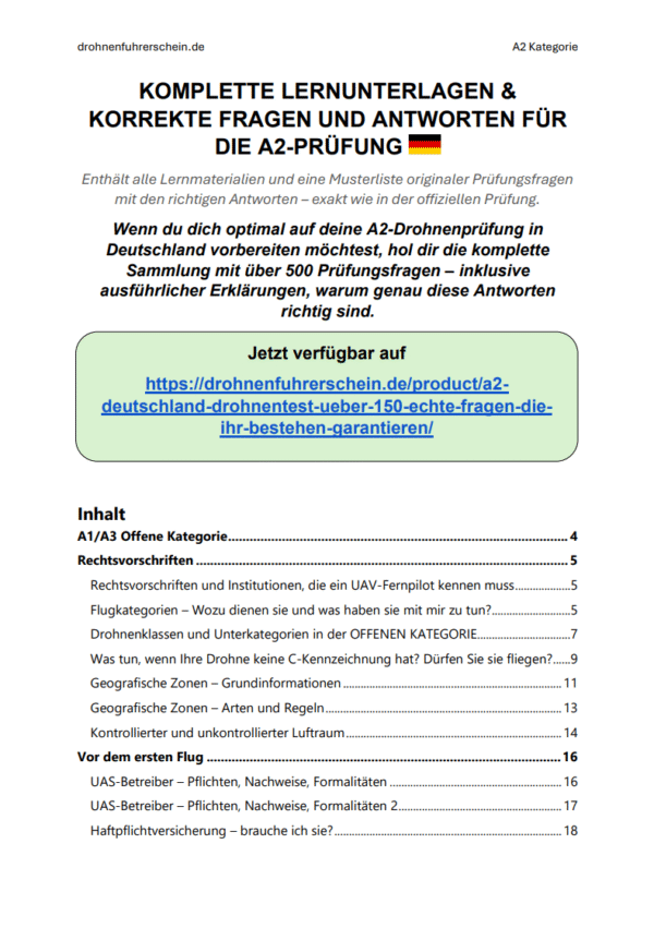A2 Deutschland Drohnenprüfung – Über 500 echte Fragen, die Ihr Bestehen garantieren – Bild 2